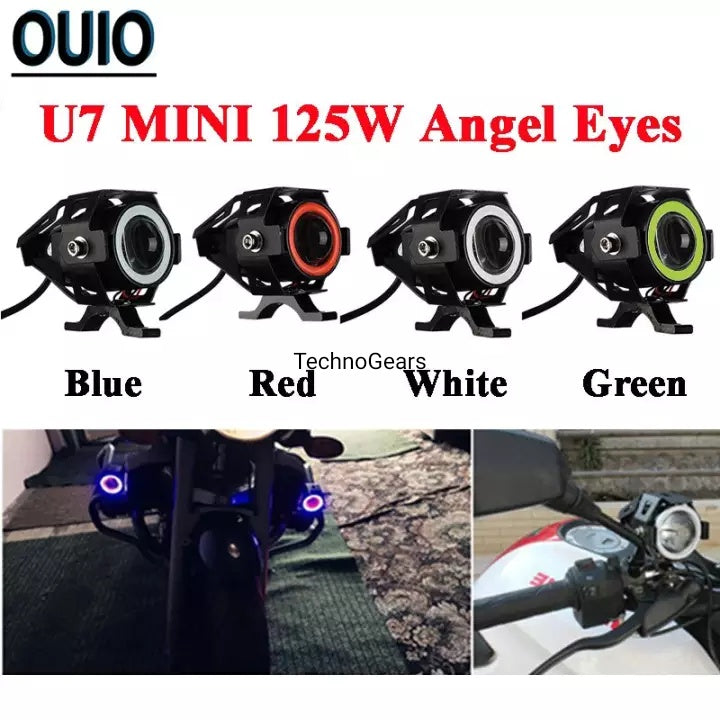 LED Moto Phare 125W U7 Mini Angel Eye Ampoules Moto Scooter Moto